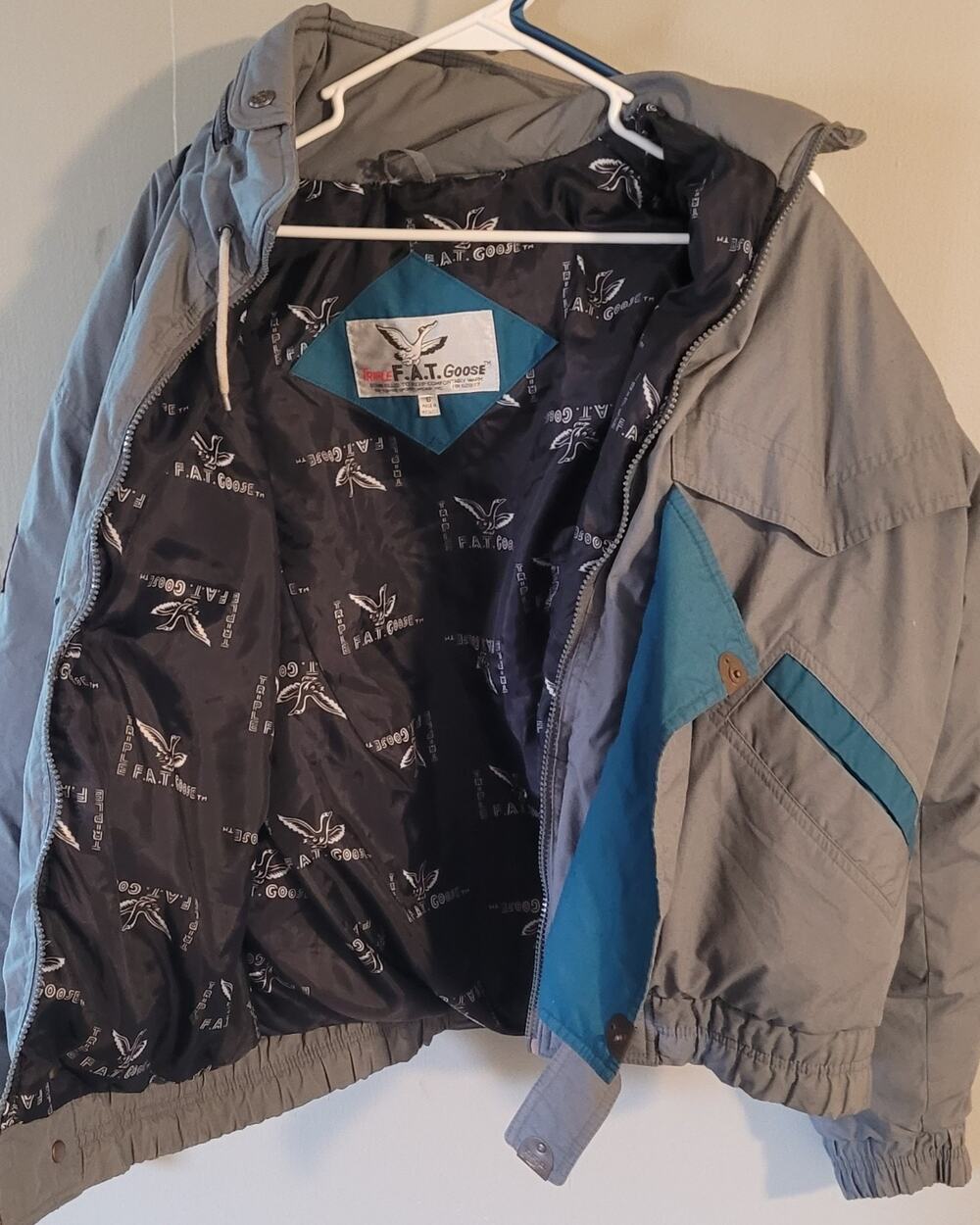 Vintage triple fat goose coat size small grey/blue